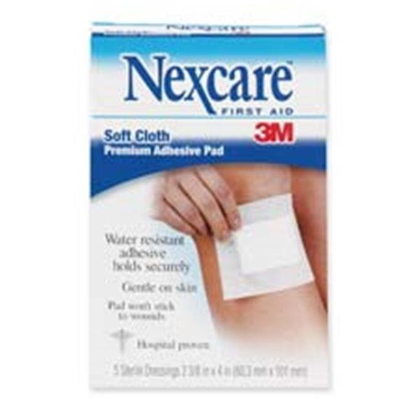 3M Commercial 3M MMMH3564 Adhesive Gauze Pad- Hypoallergenic- 2-.38in.x3in.- 3-Ply- 5-PK MMMH3564